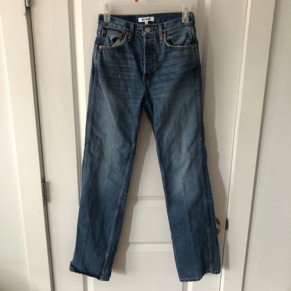 $345 RE/DONE Women's Jeans sz 24 90s High Rise Loose-fit Blue Haze